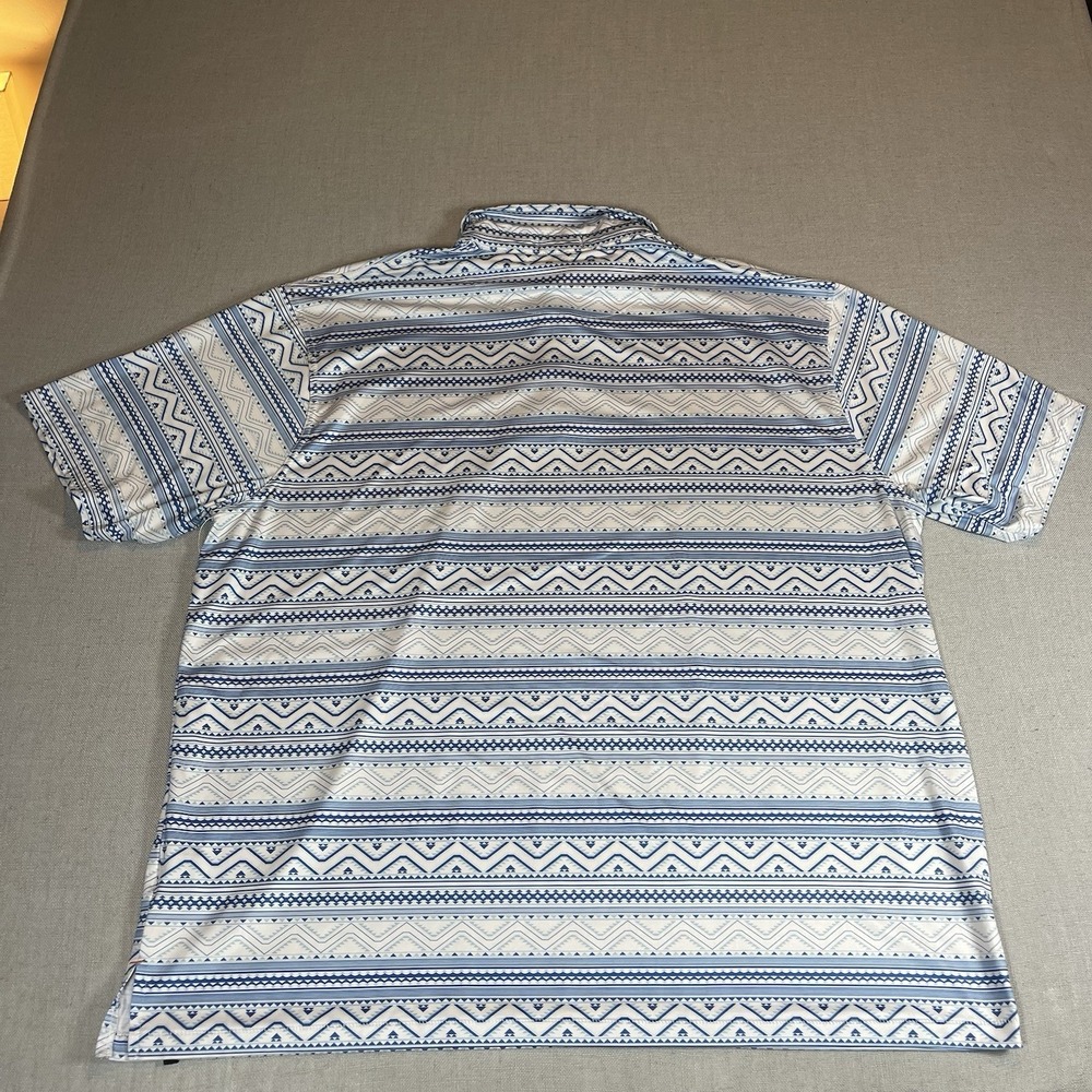 Rafter C Polo Shirt Mens 2XL Blue Southwestern Aztec Stretch Pearl Snap Western - Picture 5 of 7